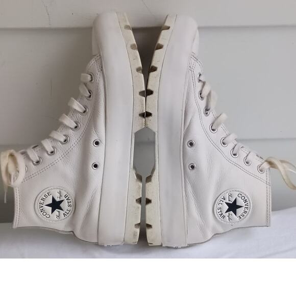 Converse Chuck Taylor  Lug White Leather Hi Top Women's Size 9 - Picture 10 of 12